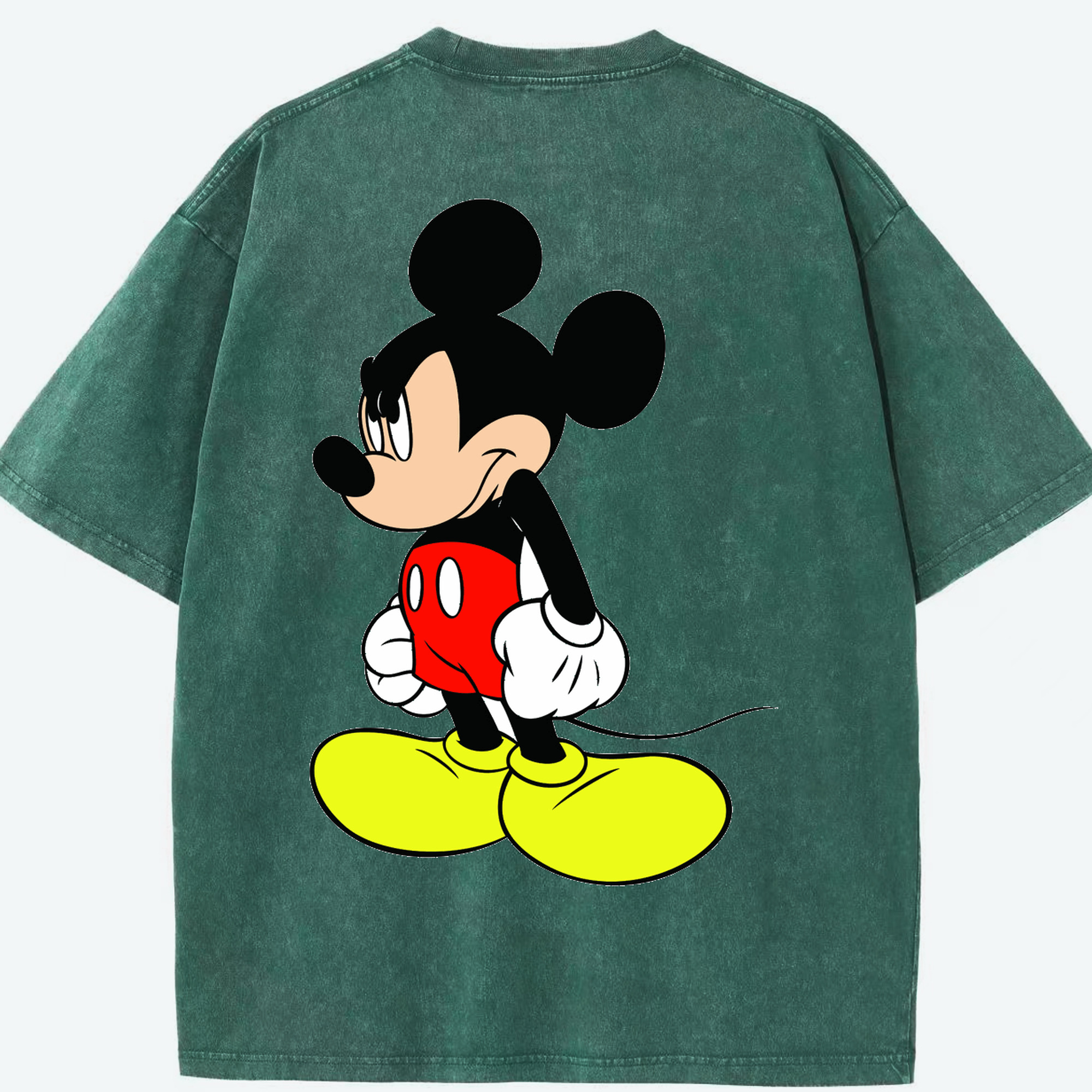 （画像用） ミッキーマウス Mickey Mouse 綿100% ヴィンテージ風 半袖Tシャツ（背面プリント）